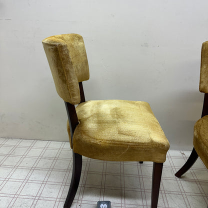 6 Yellow Velvet Vintage Dining Chairs