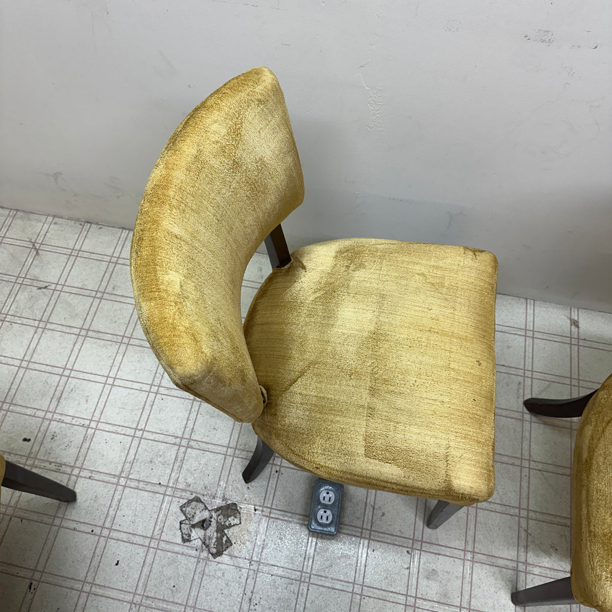 6 Yellow Velvet Vintage Dining Chairs