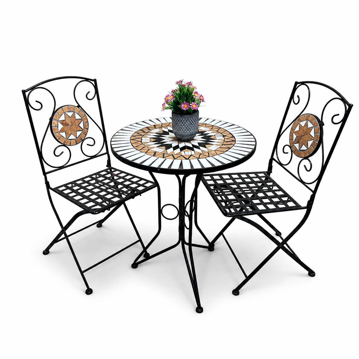 Bistro Mosaic Round Table and Chairs
