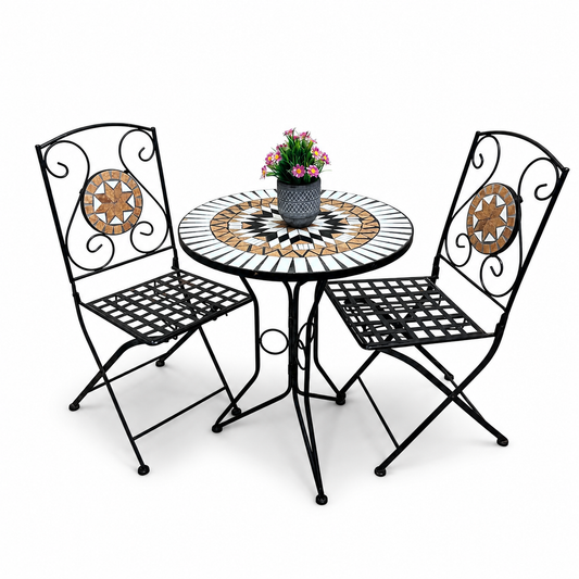 Bistro Mosaic Round Table and Chairs