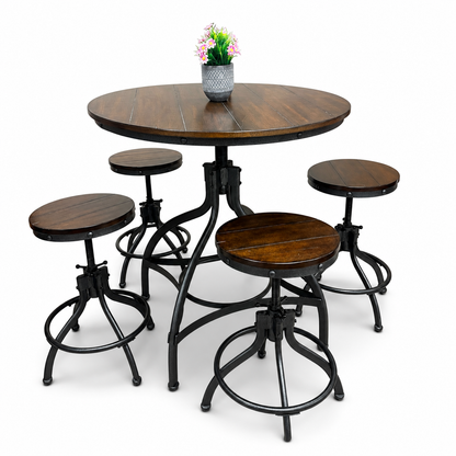 Linon Steel/Wood Industrial Adjustable Round Bar Set