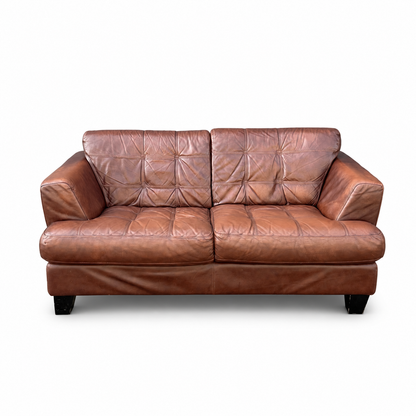 Distressed Leather Love Seat