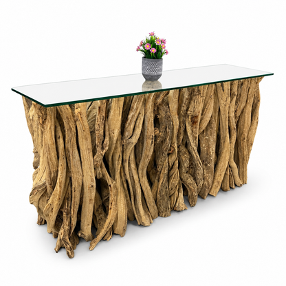 Solid Teak Driftwood Console Table