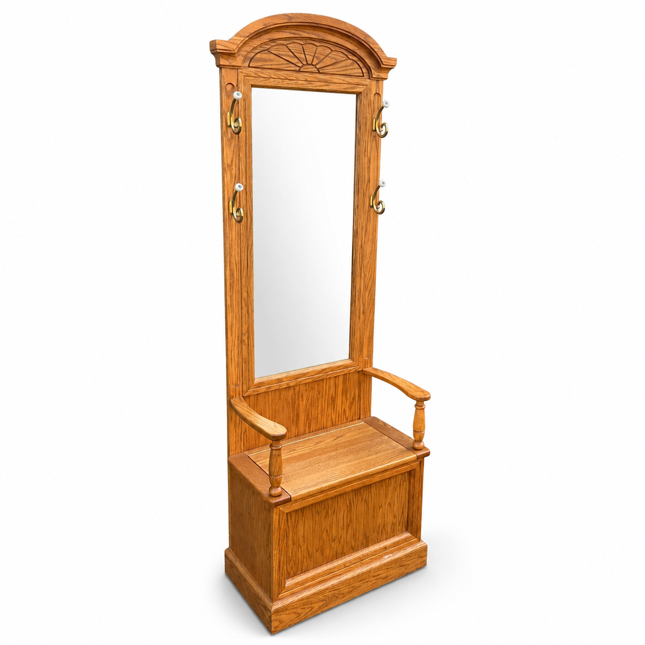 Vintage Buhler Solid Oak Hall Tree