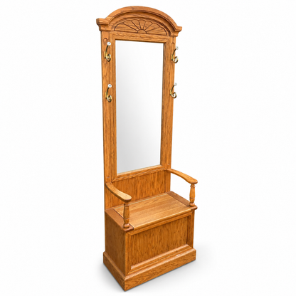 Vintage Buhler Solid Oak Hall Tree