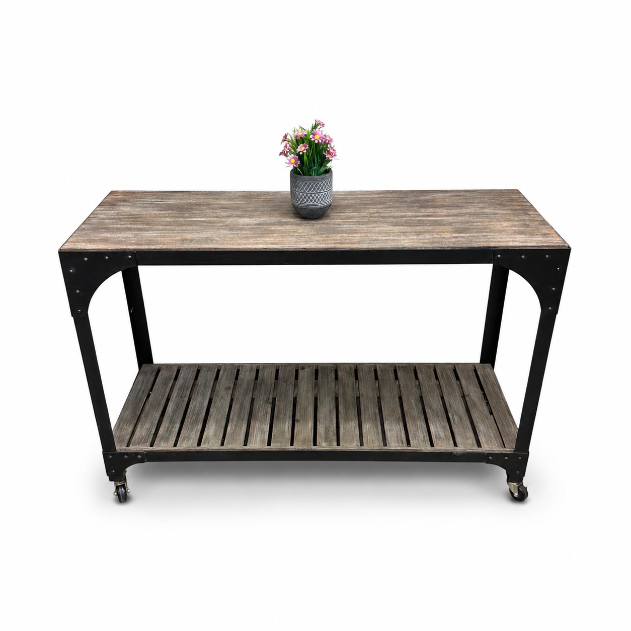 Industrial-Style Console Table on Wheels