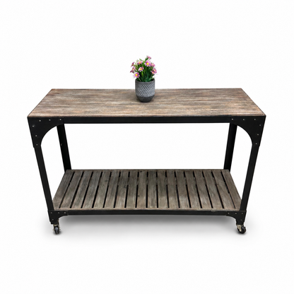 Industrial-Style Console Table on Wheels