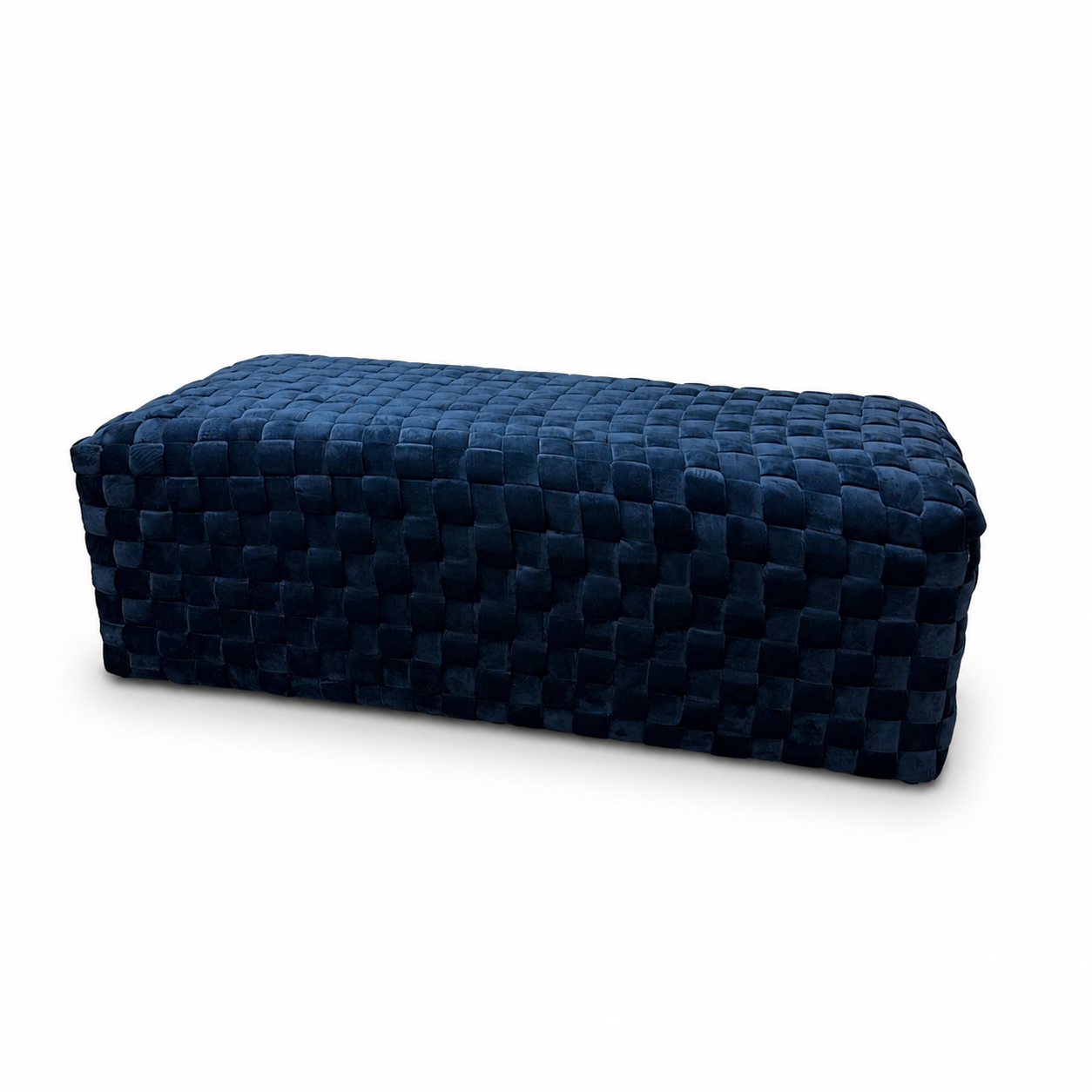 Diamond Navy Velvet Upholstered Bench