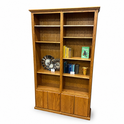 Vintage Oak Double-Bookcase