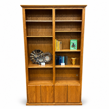 Vintage Oak Double-Bookcase