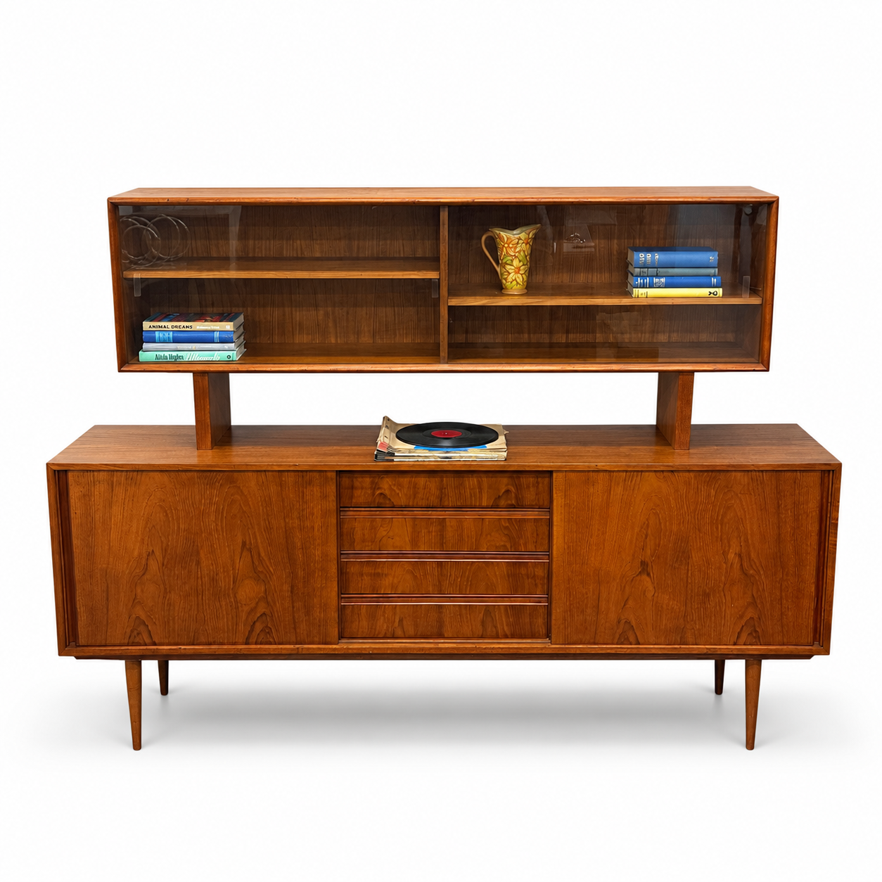 Mid-Century Modern Danish 2-Piece Sideboard & Hutch