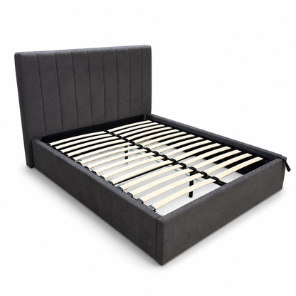 Modern Grey Double Bed with Lift-Up Storage