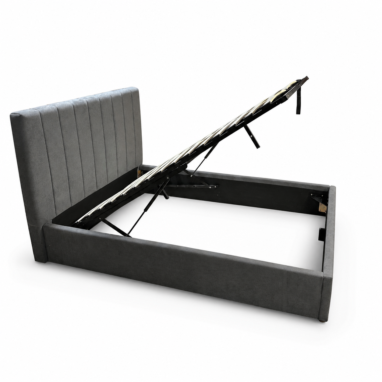 Modern Grey Double Bed with Lift-Up Storage