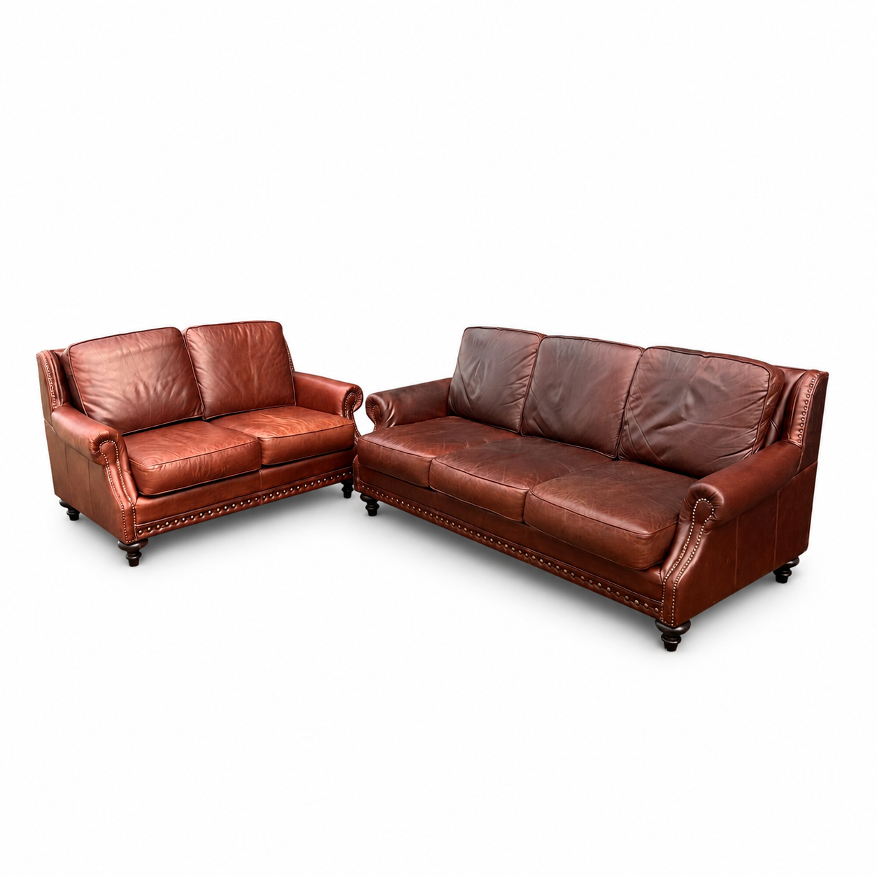 Genuine Leather Brown Sofa Set