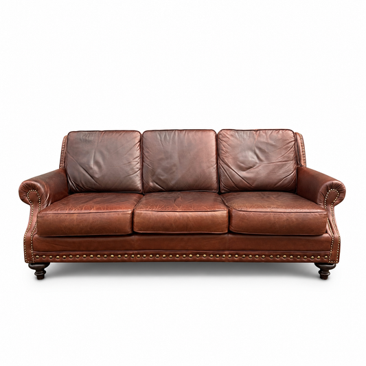 Genuine Leather Brown Couch