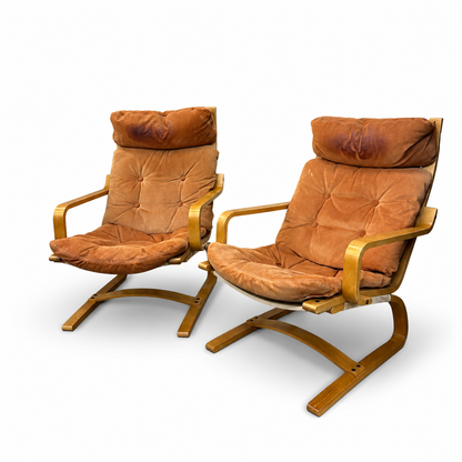 1970s Norwegian Leather Accent Chair (x2)