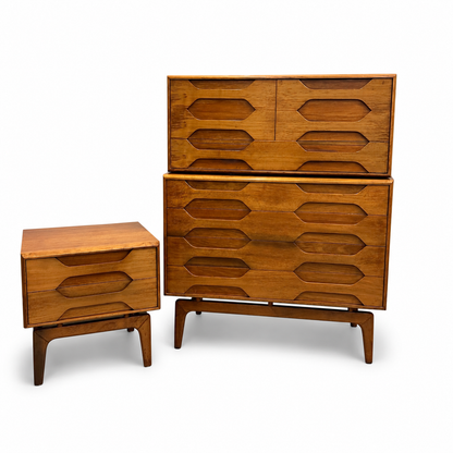 Mid-Century Arne Hovmand Highboy Dresser and Nightstand
