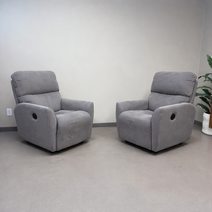 Push Back Grey Fabric Recliner (x2)
