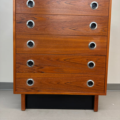 Mid-Century Modern Teak 5 Drawers Highboy Dresser