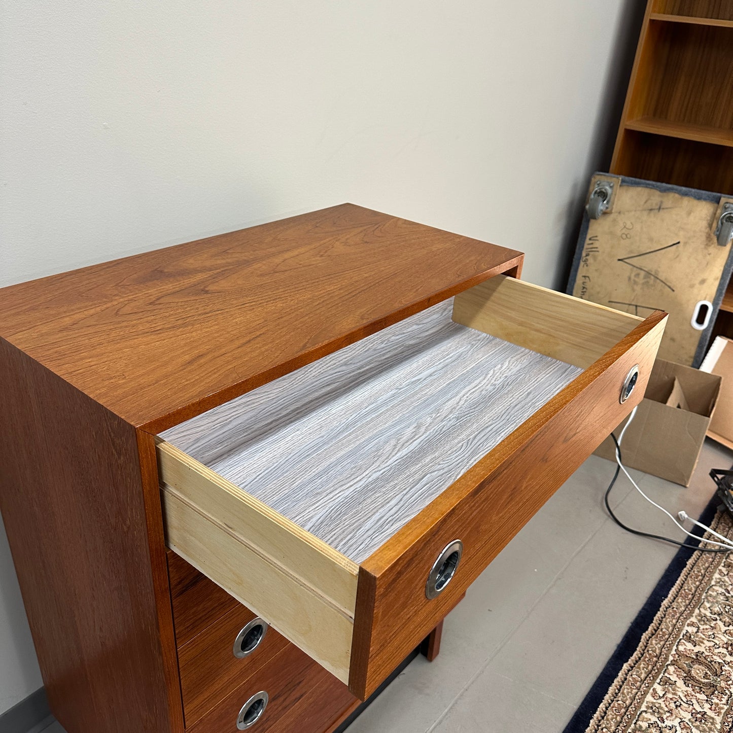 Mid-Century Modern Teak 5 Drawers Highboy Dresser
