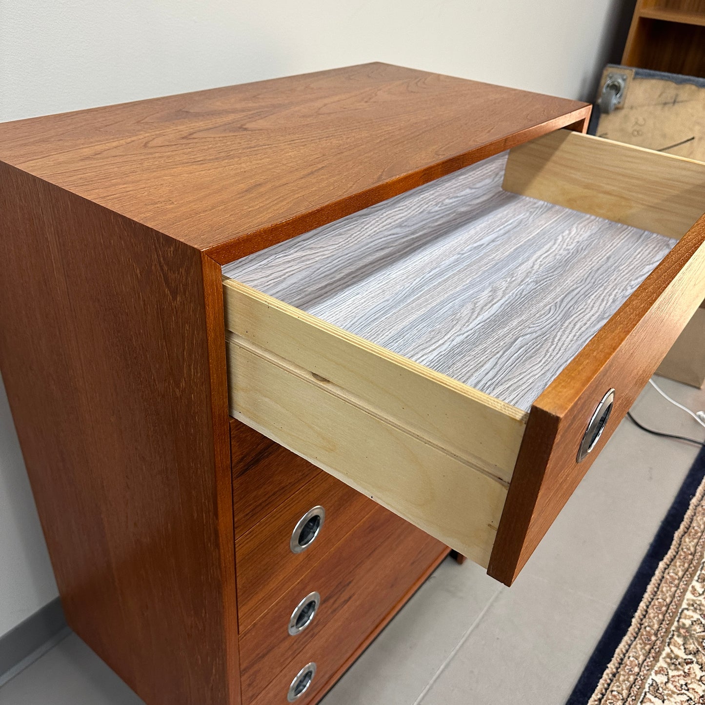 Mid-Century Modern Teak 5 Drawers Highboy Dresser