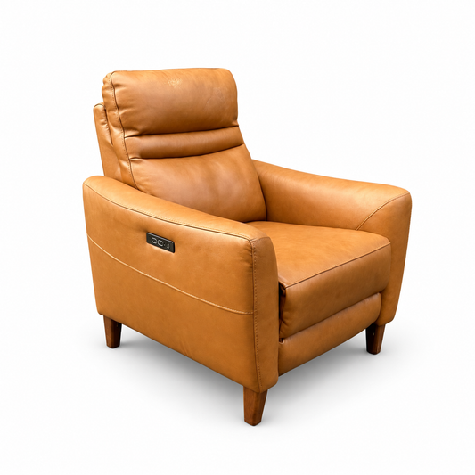 Aiden & Ivy Leather Power Recliner with Headrest — white background