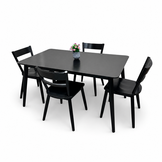 Black Solid Wood Dining Set
