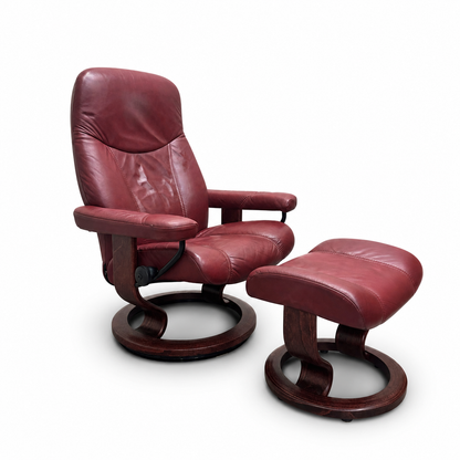 Ekornes Stressless Leather Recliner Chair & Ottoman