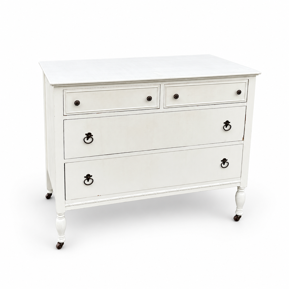 Beach White Antique Dresser on white background, view 2