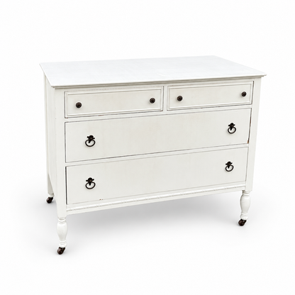 Beach White Antique Dresser on white background, view 2