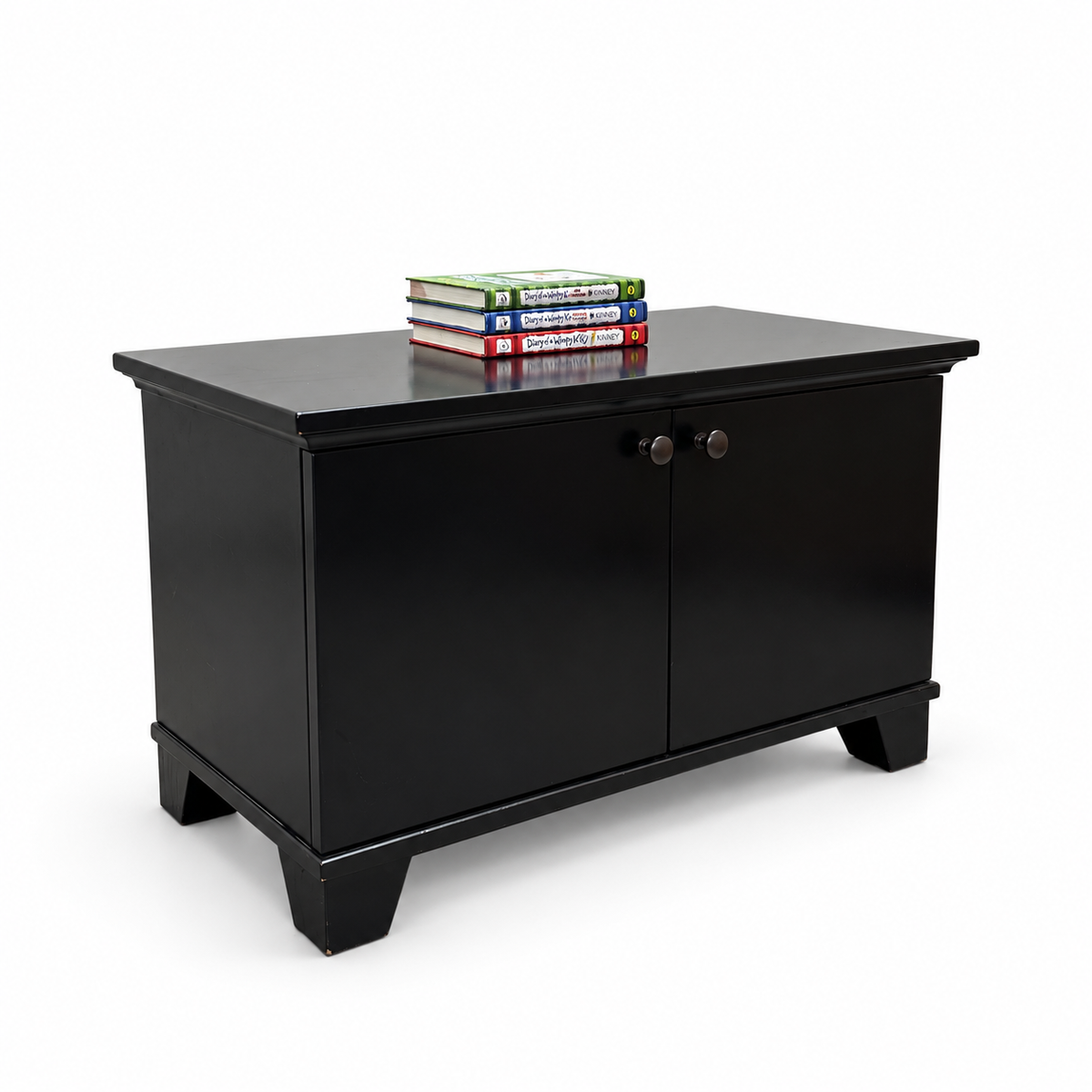 Black Storage Cabinet/Bench — white background