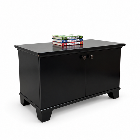 Black Storage Cabinet/Bench — white background