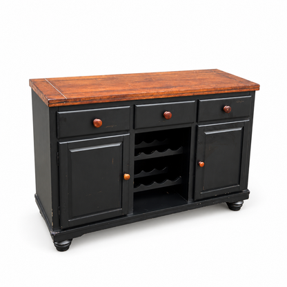 Black Wood Wine Sideboard on white background, view 1