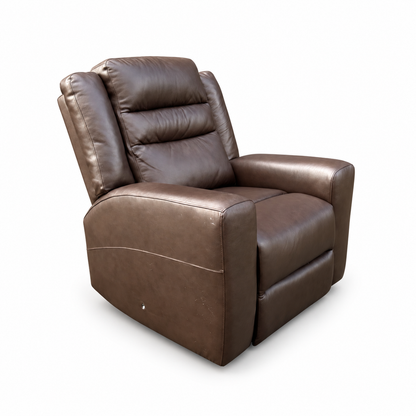 Brown Top Grain Leather Rocking Chair — white background