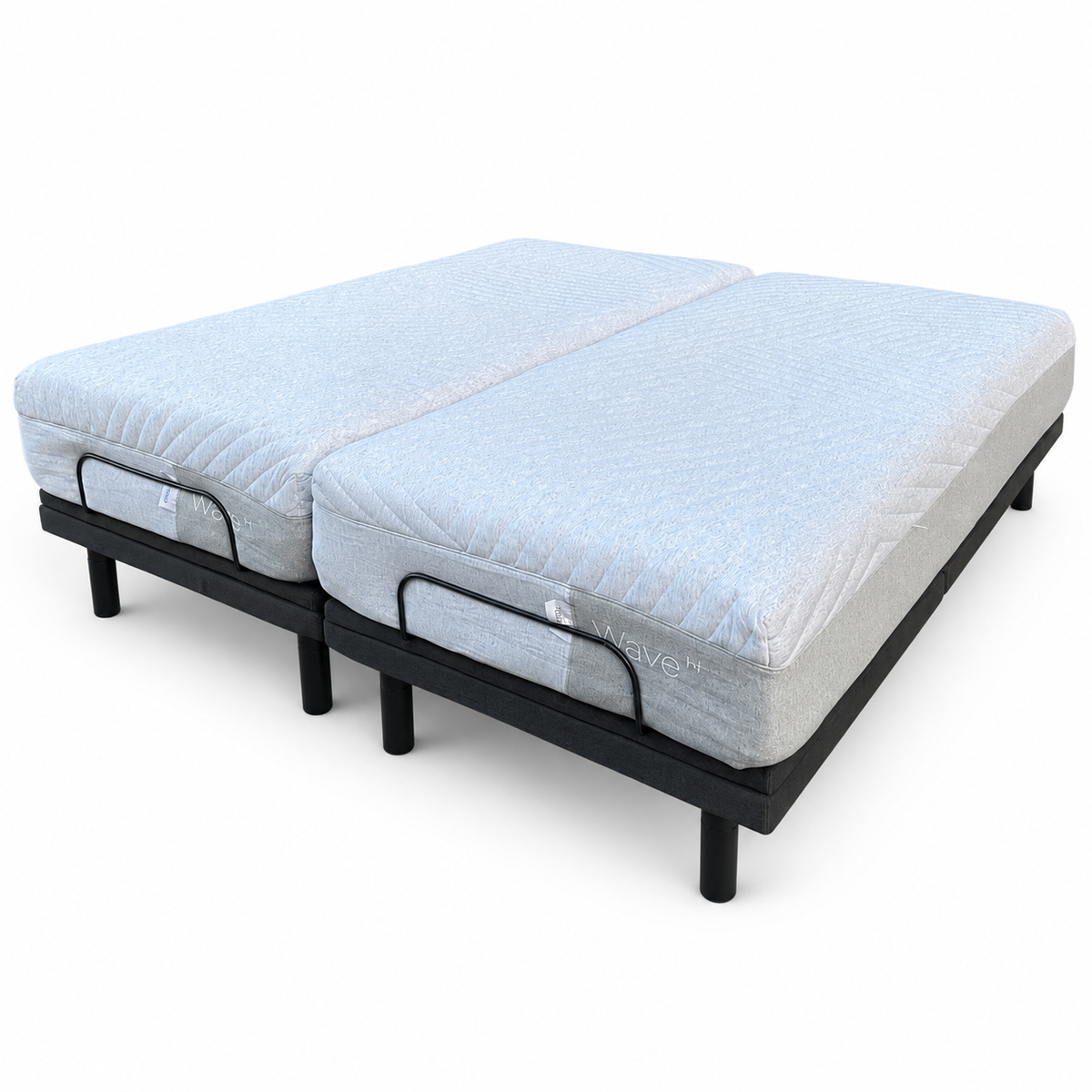 Pair of Casper Wave Hybrid Twin XL mattresses on white background