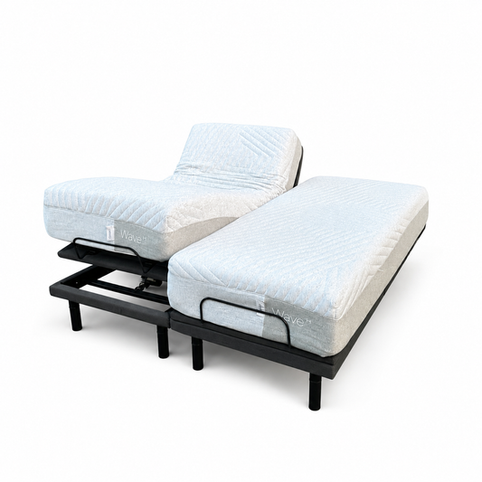 Casper Wave Hybrid split king adjustable bed complete set on white background