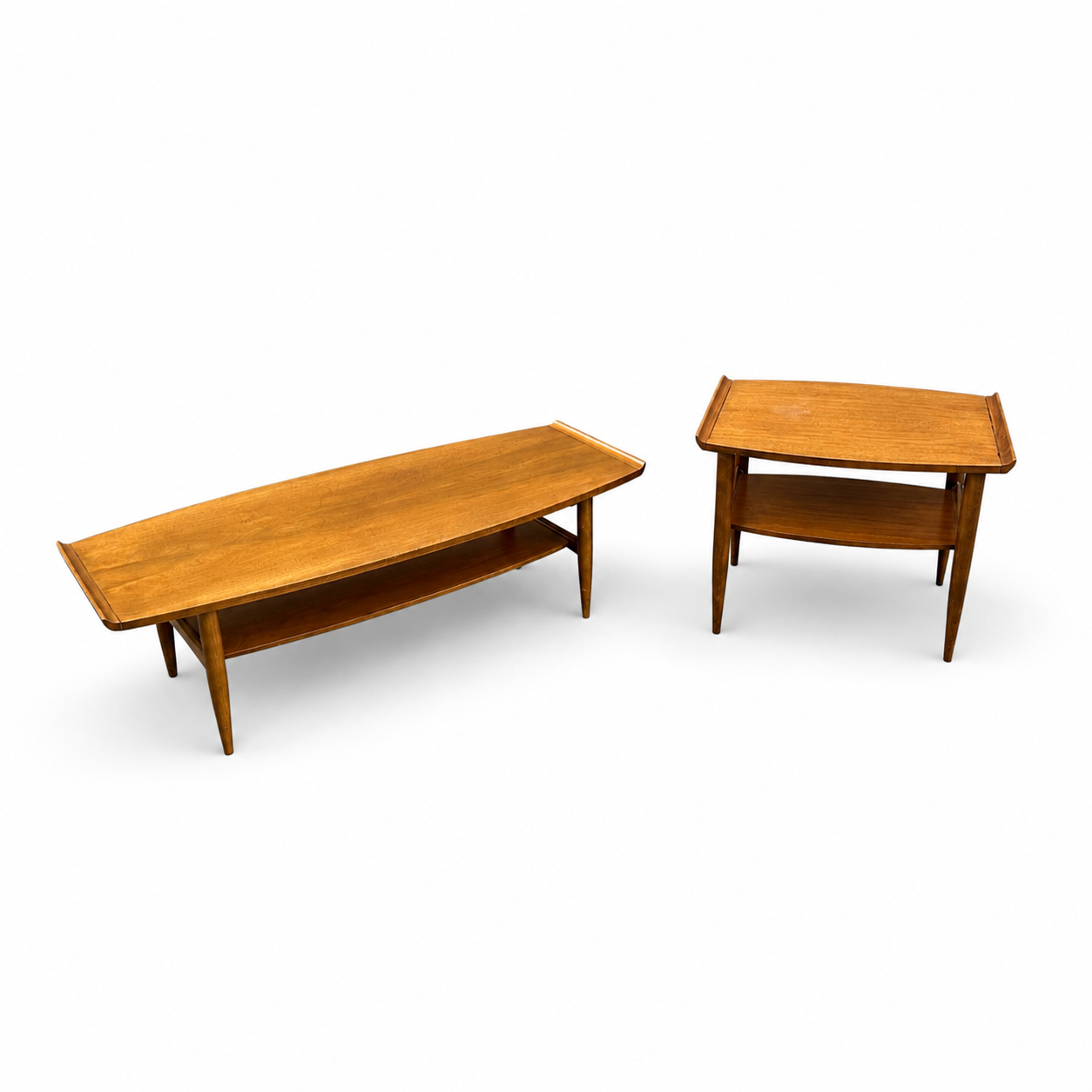 Vintage Deilcraft walnut coffee and end table set alternate angle