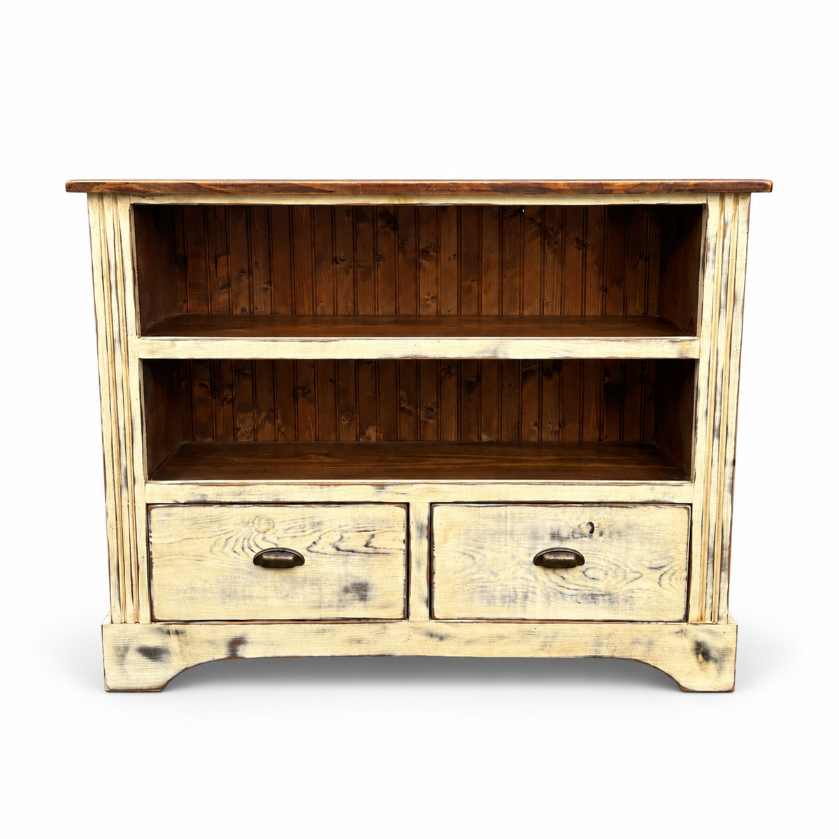 Farmhouse Solid Wood Bookcase Cabinet on white background, view 1