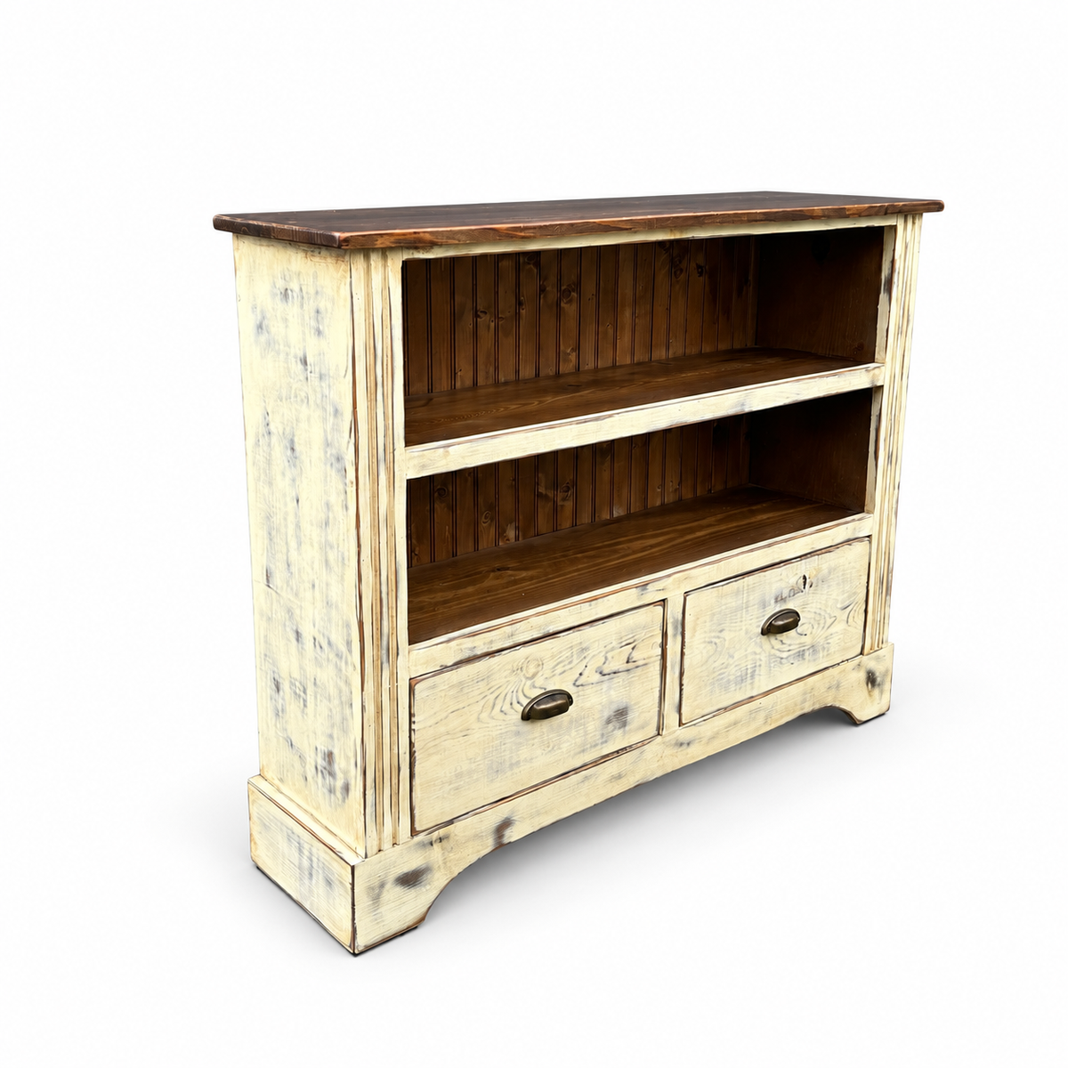 Farmhouse Solid Wood Bookcase Cabinet on white background, view 2