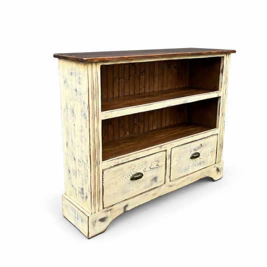 Farmhouse Solid Wood Bookcase Cabinet on white background, view 2