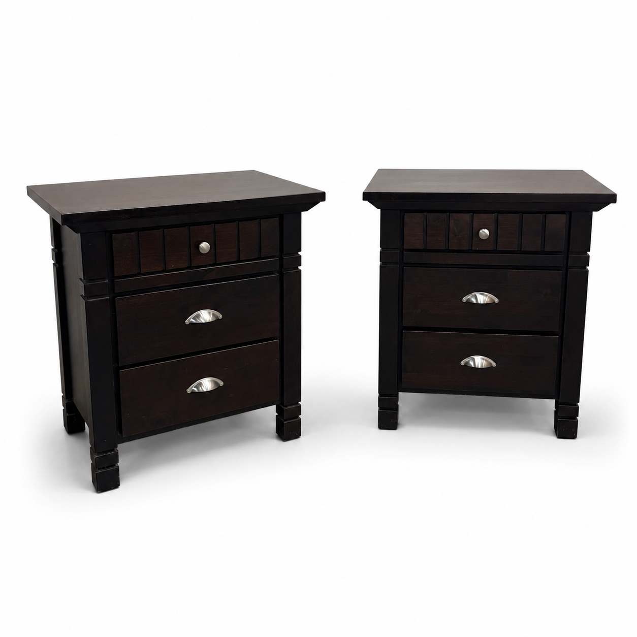 Solid Wood Dark Nighstands (set of 2)