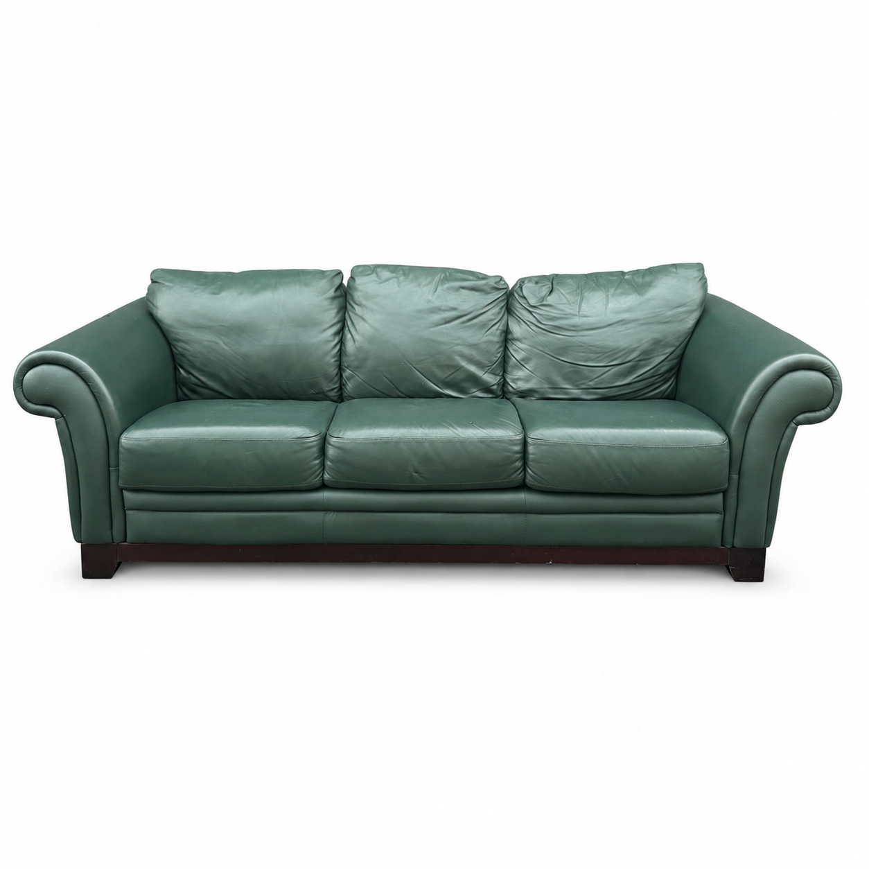 Dark Green Leather Couch