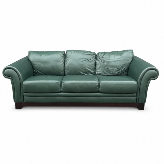 Dark Green Leather Couch