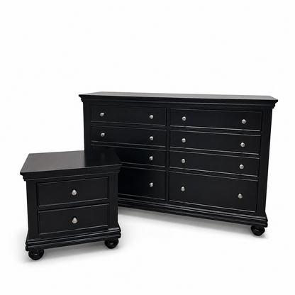 Black Modern 6 Drawers Dresser & Nightstand