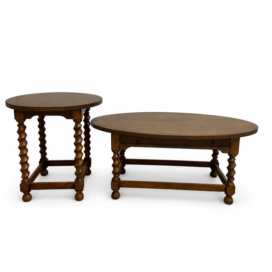 Vintage-Style Oval Coffee Table + Side Table