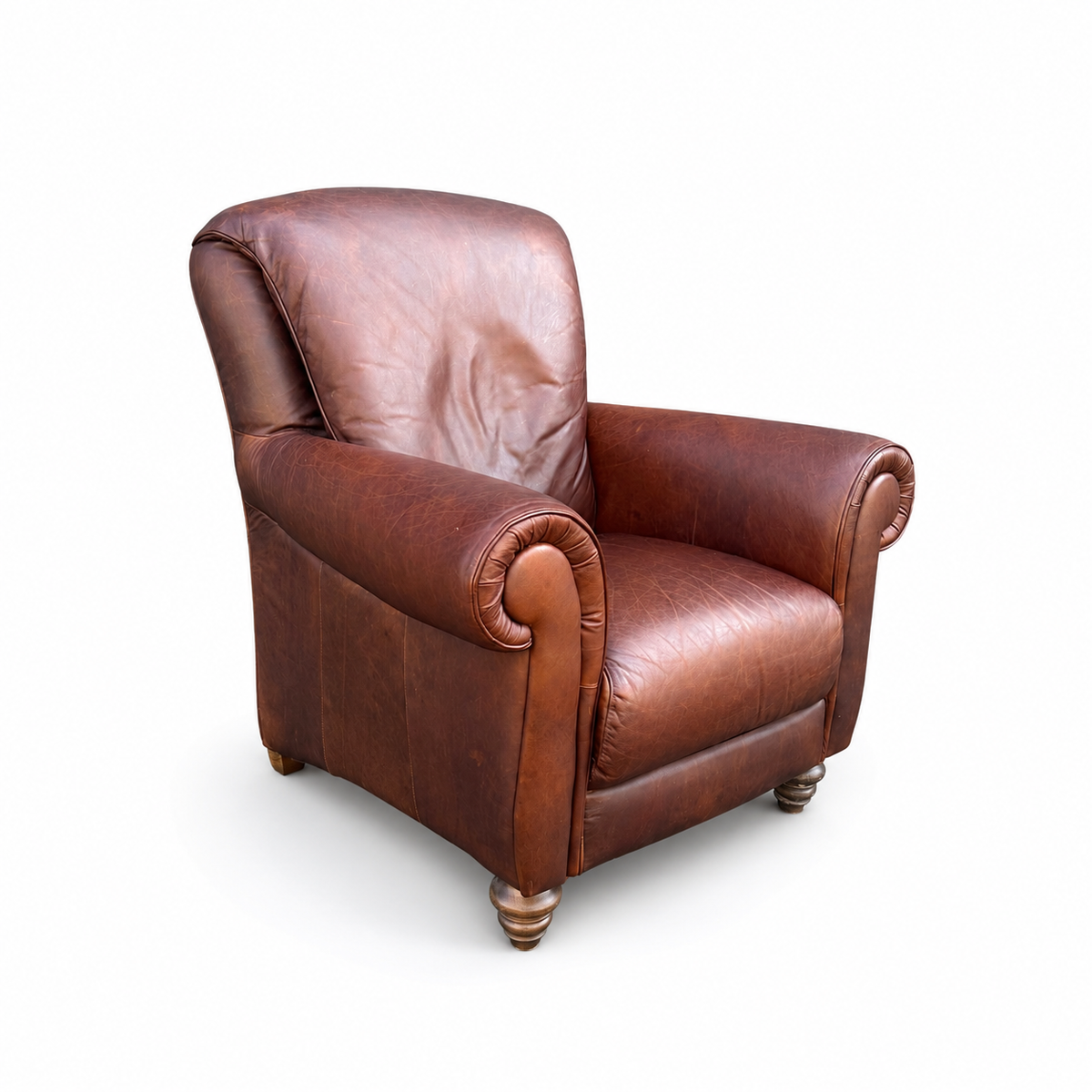 Italian genuine leather club chair on a white background