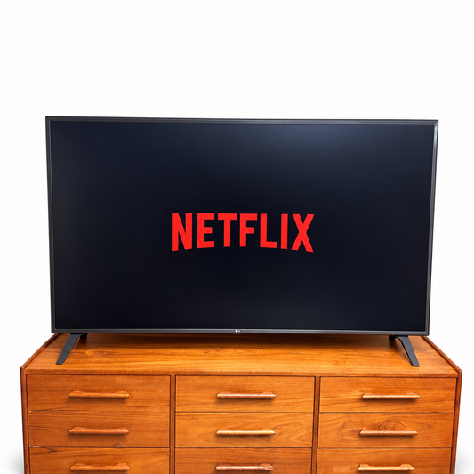 75'' LG 4K UHD LED SmartTV on white background, view 1