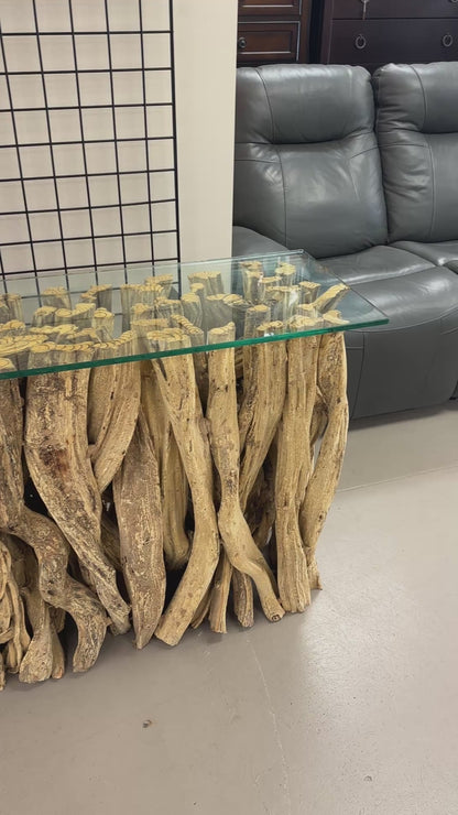 Solid Teak Driftwood Console Table