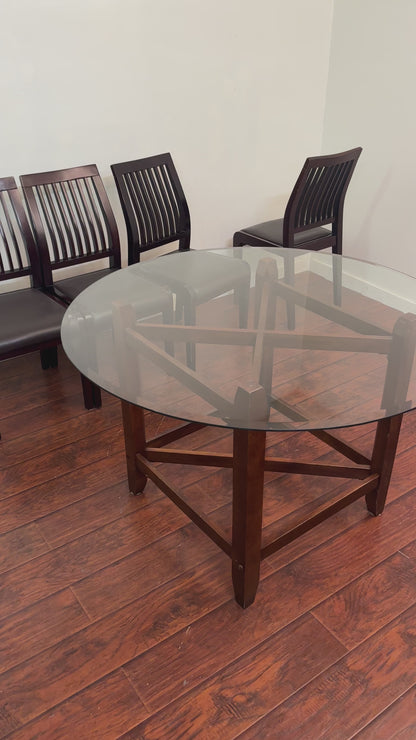 Dark Wood Glass Dining Set