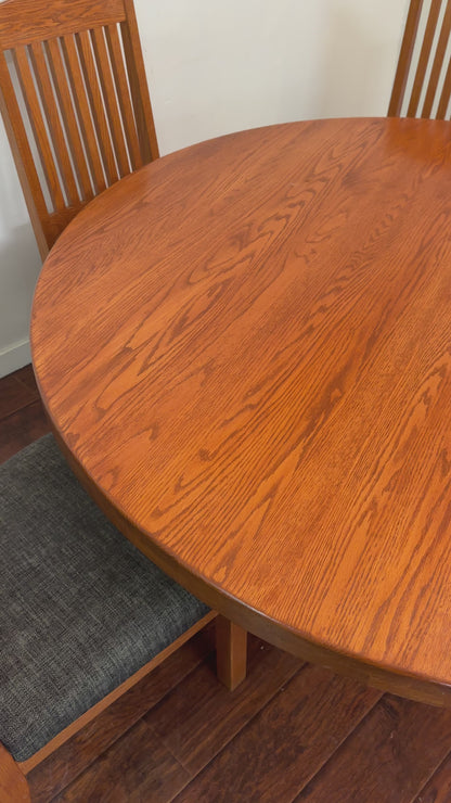 Mission Style Round Oak Dining Set
